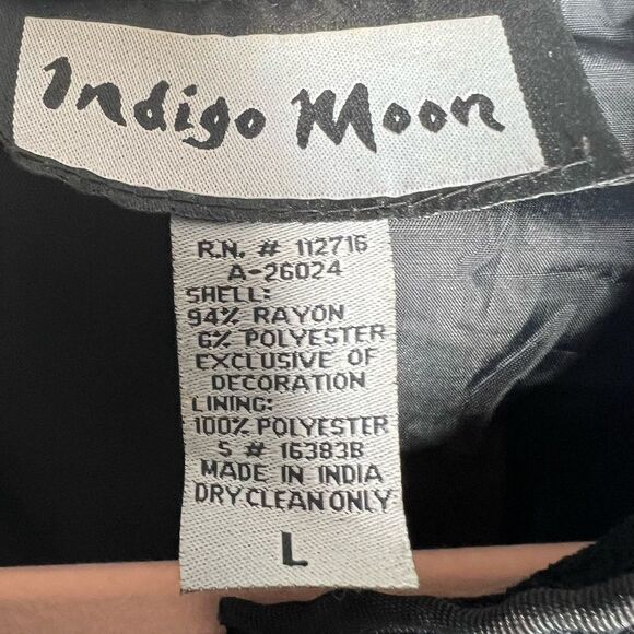 Indigo Moon Multicolor Velvet Embroidered Beaded Tapestry Jacket Boho SzL Flawed - Picture 6 of 16